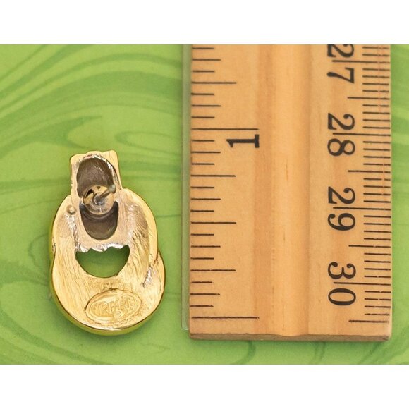 Vintage Spiral Red Crescents Gold Tone Stud Earrings by Trifari - W17 - Picture 2 of 2